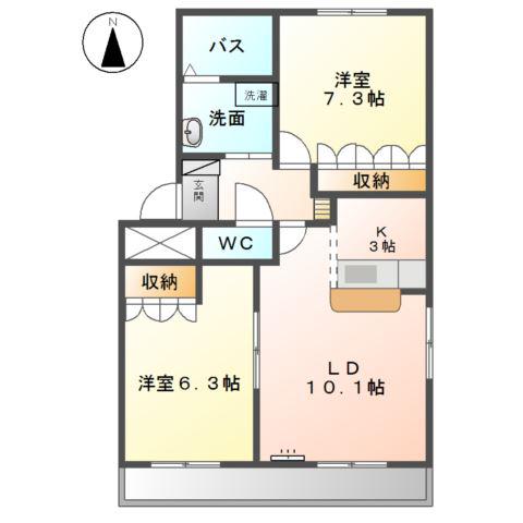 マローネハウゼ(2LDK/2階)の間取り写真