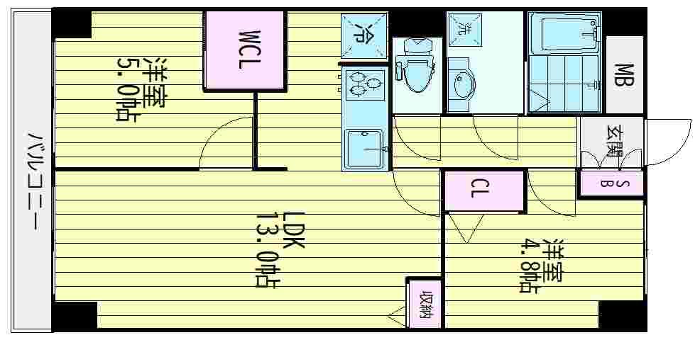 東品川パークハイツ(2LDK/5階)の間取り写真