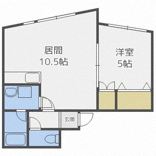 シングルコート南7条B棟(1LDK/2階)の間取り写真