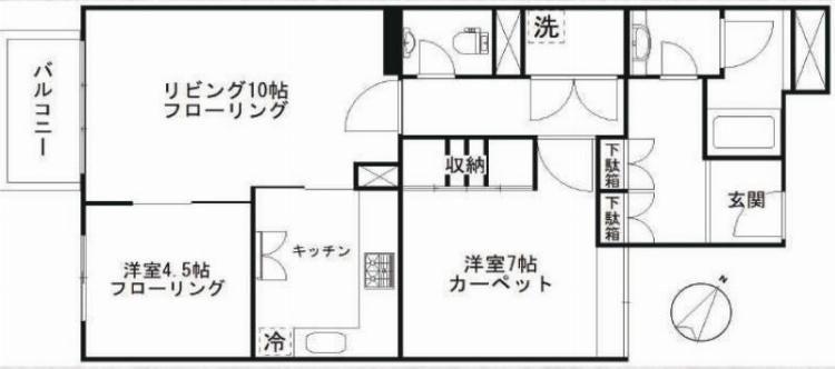 ユーロハイツ参宮橋(2LDK/1階)の間取り写真