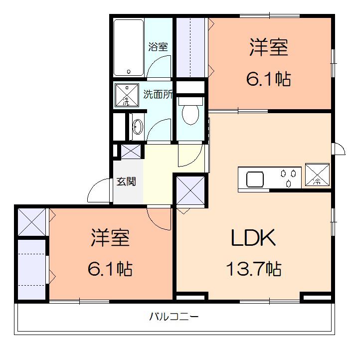 ブランカ湘南茅ヶ崎(2LDK/2階)の間取り写真