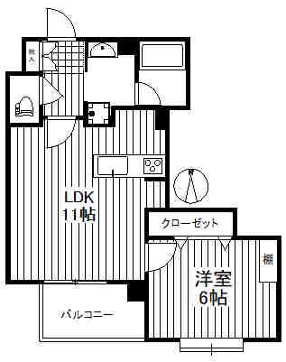 DC太子堂(1LDK/6階)の間取り写真