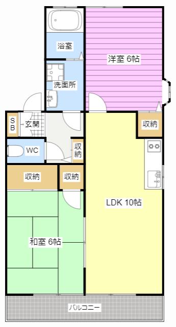 クレール幹A(2LDK/2階)の間取り写真