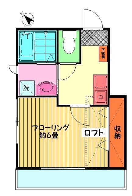 カーサ・ミーア(1K/2階)の間取り写真