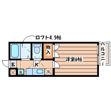 アーバンシティ西多賀(1K/1階)の間取り写真