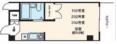 エム・ハイツ(ワンルーム/3階)の間取り写真