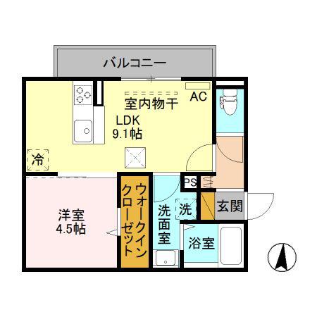 アルメリア(1LDK/1階)の間取り写真