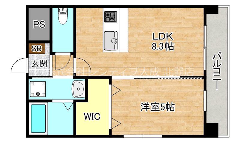 カウニス巽中(1LDK/2階)の間取り写真