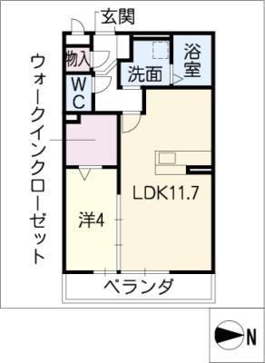 グレイスコート(1LDK/2階)の間取り写真