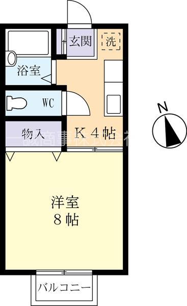 パークヒルズB棟(1K/2階)の間取り写真