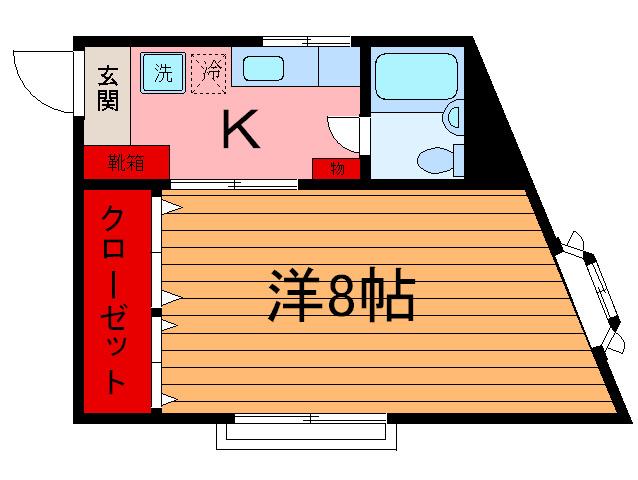 サウザマンション(1K/2階)の間取り写真