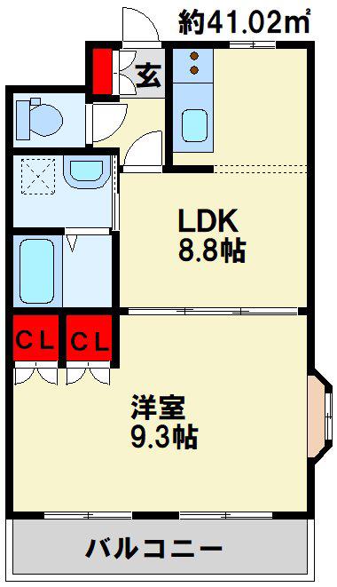 プルメリア(1LDK/2階)の間取り写真