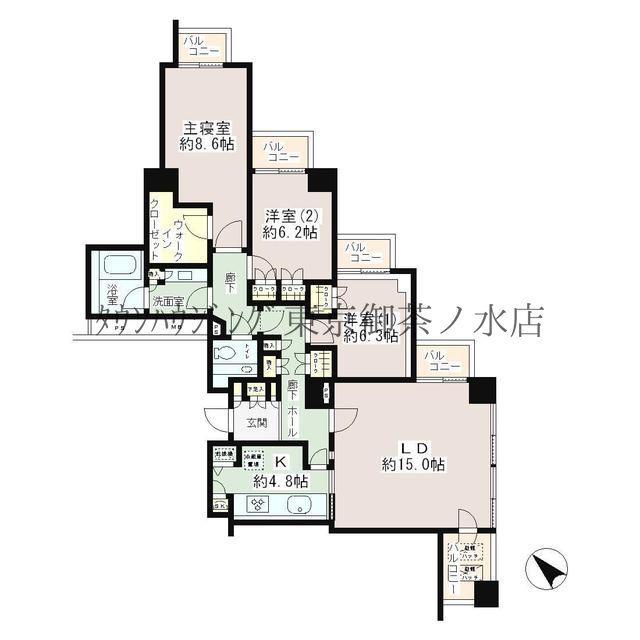 小石川パークタワー(3LDK/11階)の間取り写真