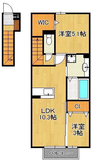 クラポンテMII(2LDK/2階)の間取り写真