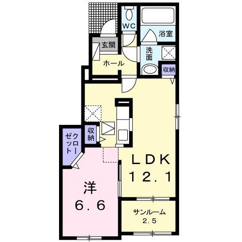 カーサ・ドマーニB(1LDK/1階)の間取り写真