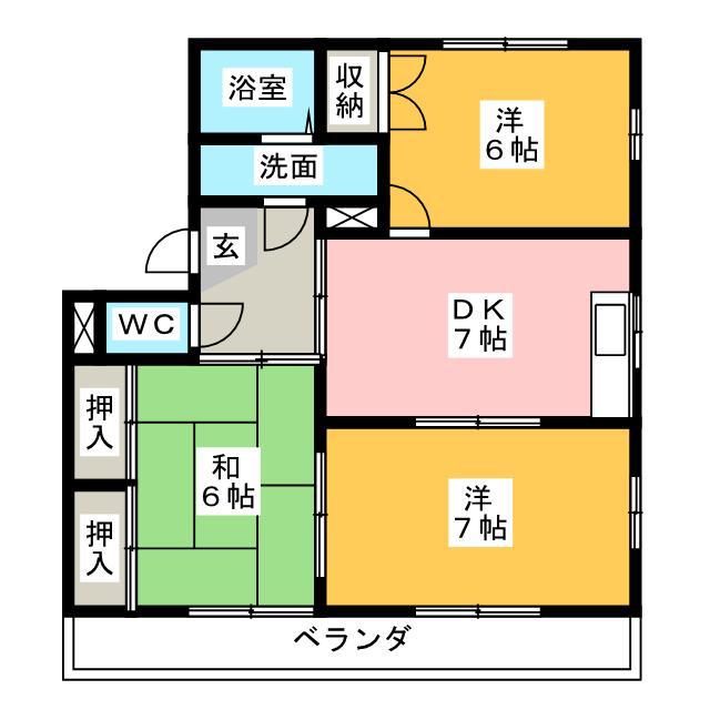 ラティス A(3DK/1階)の間取り写真