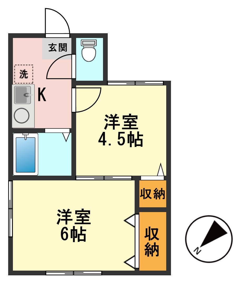 恵山荘(2K/1階)の間取り写真