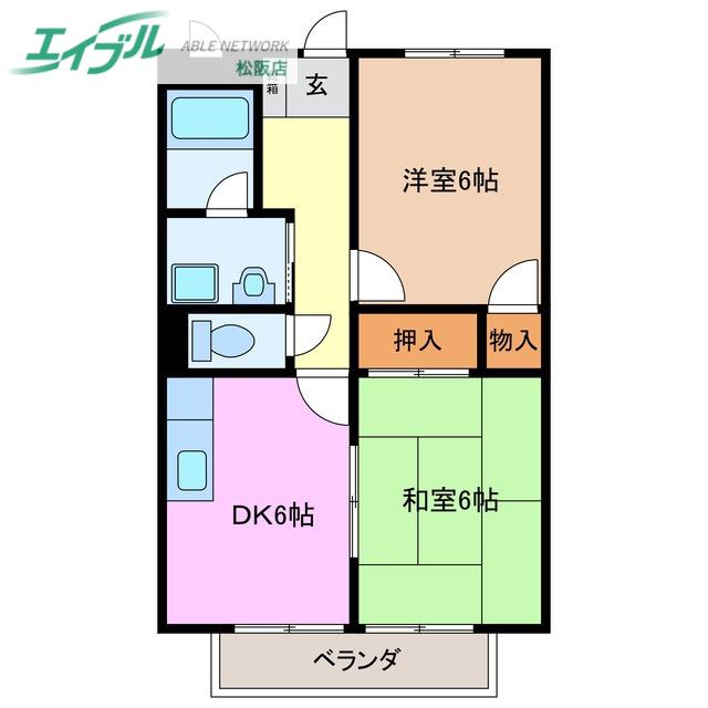 センティヴェール(2DK/2階)の間取り写真
