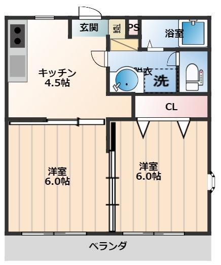 サンメゾンII-久我山4丁目-(2DK/2階)の間取り写真