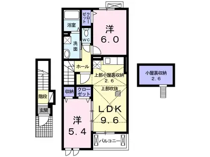 フェリーチェ ラパン(2LDK/2階)の間取り写真