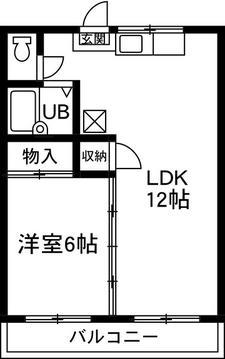 サンライフ21内ヶ島(1LDK/1階)の間取り写真