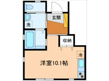 ラフェリオA棟(ワンルーム/1階)の間取り写真