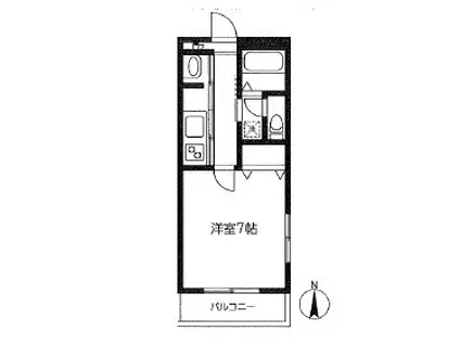パーシモン深沢(ワンルーム/1階)の間取り写真