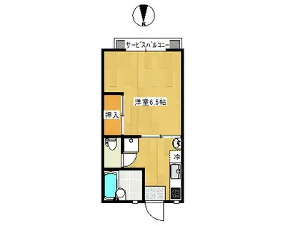 ジュネスヒガシ(1K/2階)の間取り写真