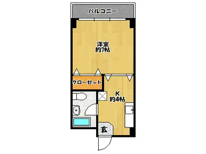 メゾンタナカ(1K/2階)の間取り写真