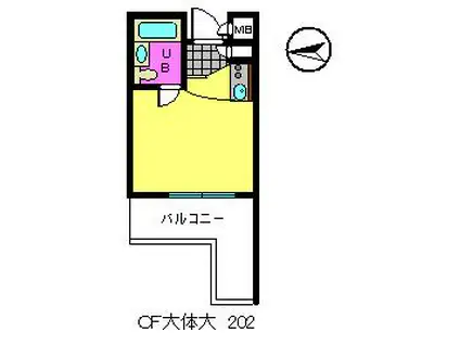 ＪＲ阪和線 日根野駅 徒歩33分 5階建 築36年(ワンルーム/2階)の間取り写真