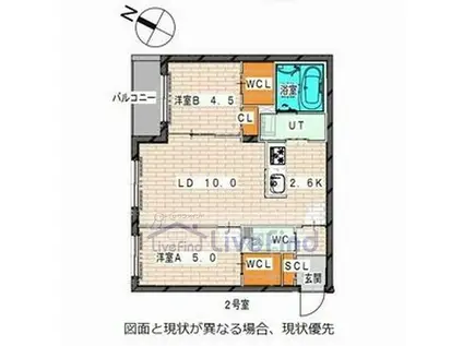 パルティール平岸(2LDK/2階)の間取り写真