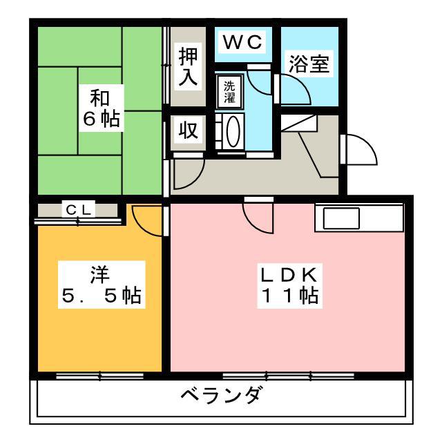 ラフォーレ向平(2LDK/1階)の間取り写真