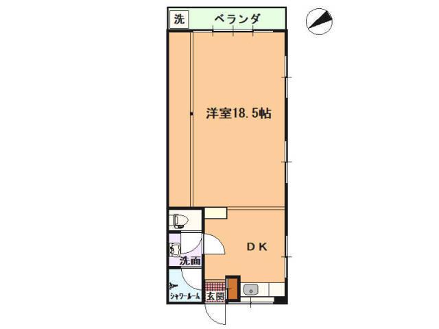 THE BALE 幸町(1DK/2階)の間取り写真