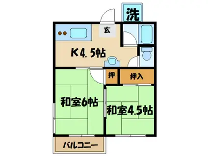 小笠原荘(2K/2階)の間取り写真