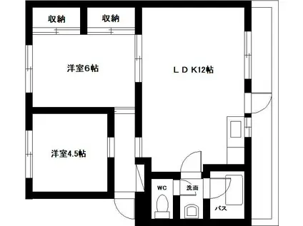 山春ビル霧島(2LDK/4階)の間取り写真