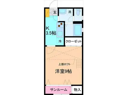 キャッスル保古ACTIIIB(1K/1階)の間取り写真