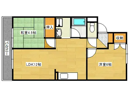 中尾マンション(2LDK/1階)の間取り写真
