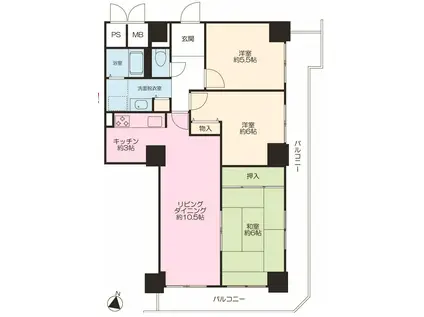 船堀駅前トキタワー(3LDK/13階)の間取り写真