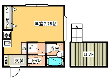 ディアコートU(ワンルーム/2階)の間取り写真