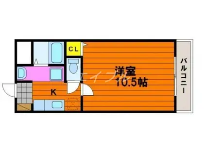 サンガーデン青江II(1K/4階)の間取り写真