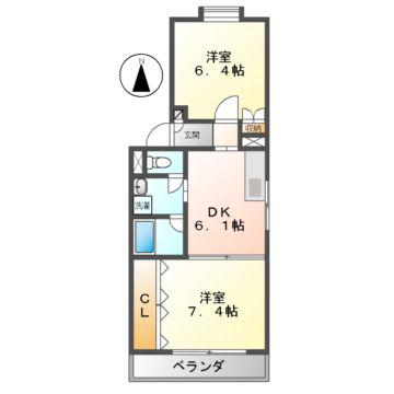 アーバンハウスないとう(2DK/2階)の間取り写真