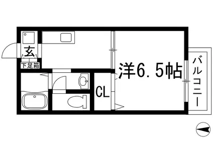 シュロス甲東園A・B棟(1K/2階)の間取り写真