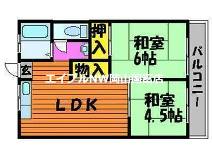 コーポ上中田(2LDK/1階)の間取り写真