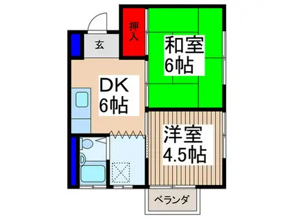 松岡ハイム(2DK/2階)の間取り写真