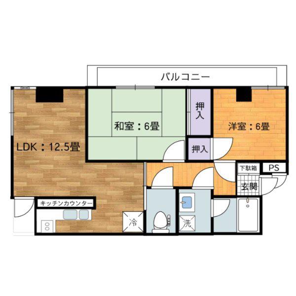 リバティープラザ長町(2LDK/5階)の間取り写真