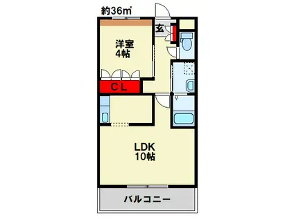 めぞん桜(1LDK/2階)の間取り写真