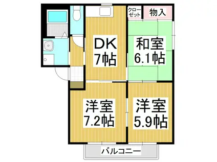バリュージュヤマト(3DK/2階)の間取り写真
