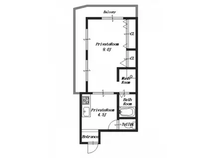 コスモマンション神宮駅前館(1K/4階)の間取り写真
