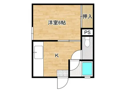 コーポ奥名B(1K/2階)の間取り写真