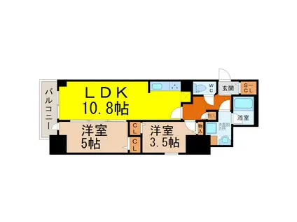 プレサンスTHE久屋大通レジェンド(2LDK/12階)の間取り写真